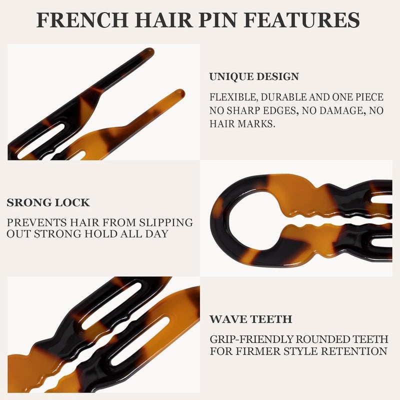 Sunolga 10 PCS 2.83 in Small French Hair Pins for Women, Prestige Hair Pins for All Hair, Curved Shape for Better Head Fit Hair Accessories, Serrated Anti-Slip Design Hairpins - Image 4